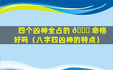 四个凶神全占的 🐟 命格好吗（八字四凶神的特点）